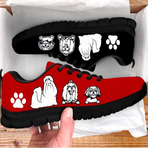 Shih Tzu Dog Lover Shoes Black Red Color Sneakers Walking Running Lightweight Casual Shoes For Pet Lover