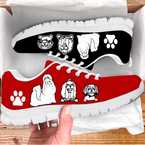 Shih Tzu Dog Lover Shoes Black Red Color Sneakers Walking Running Lightweight Casual Shoes For Pet Lover