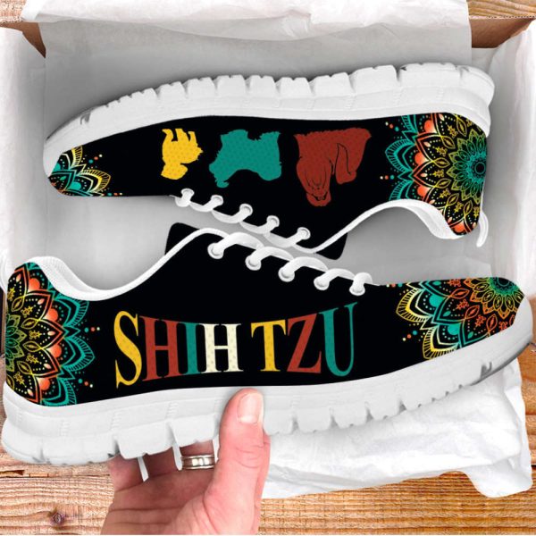 Shih Tzu Dog Lover Shoes Geometric Mandala Art Sneakers Walking Running Lightweight Casual Shoes For Pet Lover