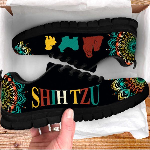 Shih Tzu Dog Lover Shoes Geometric Mandala Art Sneakers Walking Running Lightweight Casual Shoes For Pet Lover