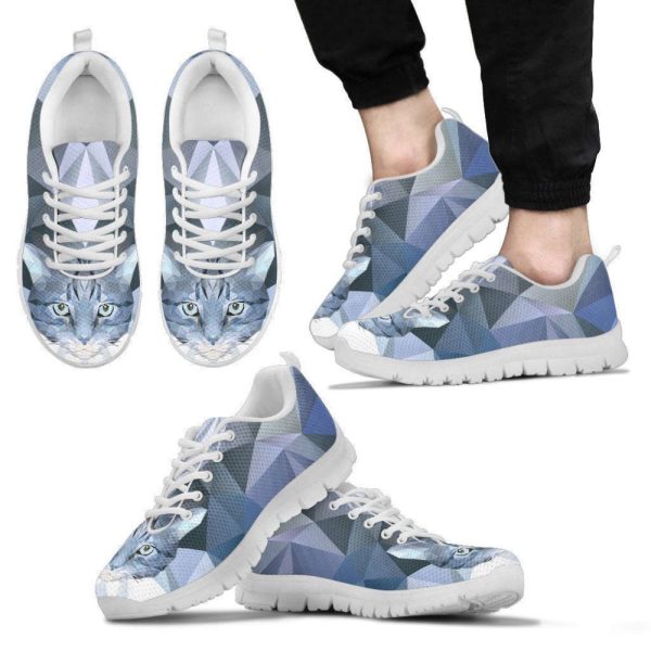 Slick Ice Blue Cat Men’s Sneakers Walking Running Lightweight Casual Shoes For Men And Women