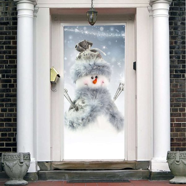 Snowman Door Cover For Christmas Decor, Holiday Front Door Cover, Gift For Family