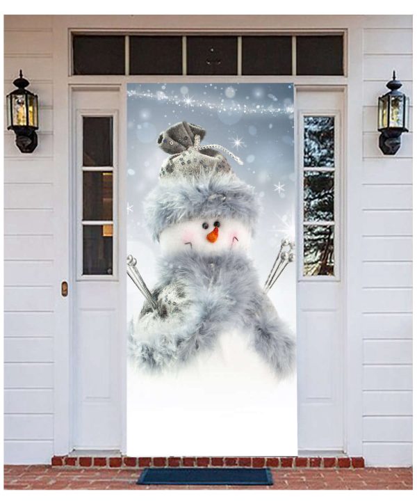 Snowman Door Cover For Christmas Decor, Holiday Front Door Cover, Gift For Family