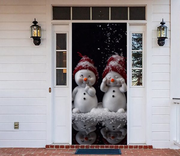 Snowmen Front Door Cover, Christmas Door Cover, Christmas Gift For Family