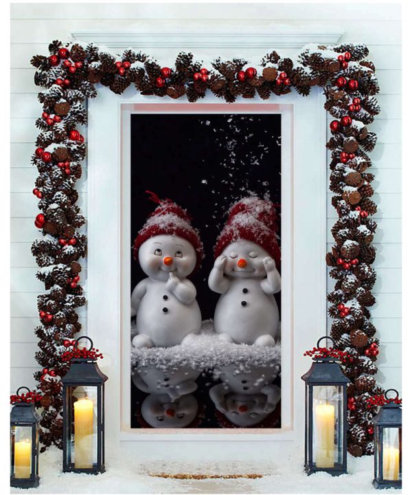 Snowmen Front Door Cover, Christmas Door Cover, Christmas Gift For Family