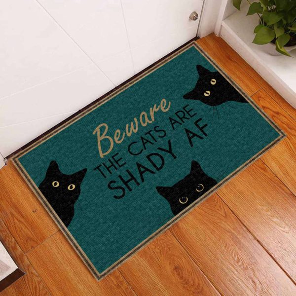 The Cats Are Shady Black Cat Doormat, Christmas Holiday Gift For Cat Lovers