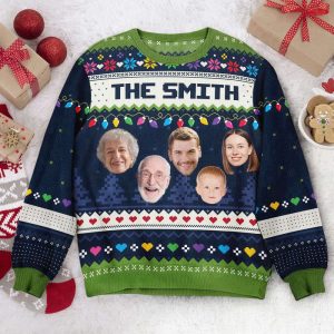 The Family, Personalized Photo Ugly Sweater,…