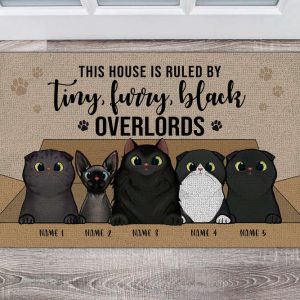 this house is ruled by tiny furry overlords doormat personalized pet doormat custom black cat doormat funny rug for cat lovers welcome mat 1.jpeg