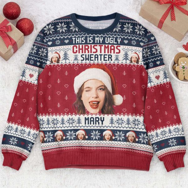 This Is My Ugly Sweater, New Version, Personalized Photo Ugly Sweater, For Men And Women