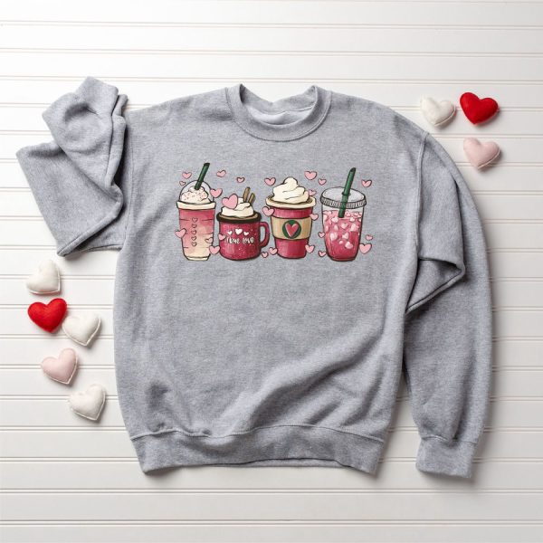 Valentine Coffee Heart Sweatshirt, Womens Valentines Day Sweatshirt, Gift For Women