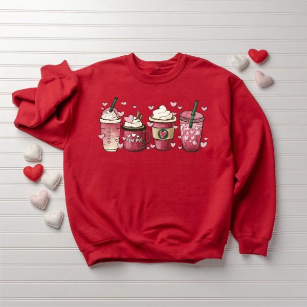 Valentine Coffee Heart Sweatshirt, Womens Valentines Day Sweatshirt, Gift For Women