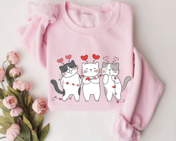 Valentines Day Sweatshirt, Cat Lover Sweater, Valentines Day Shirts For Women