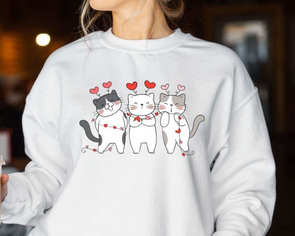 Valentines Day Sweatshirt, Cat Lover Sweater, Valentines Day Shirts For Women