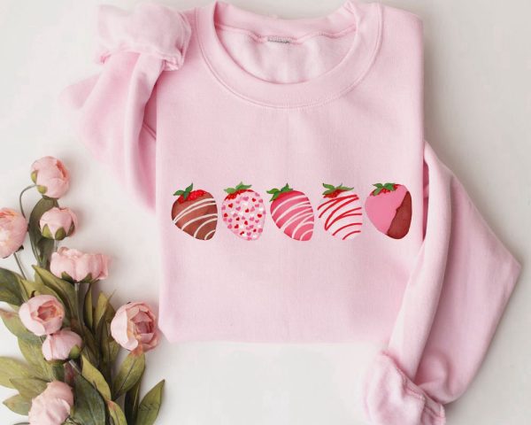 Valentines Day Sweatshirt, Chocolate Covered Strawberries Sweatshirt For Women