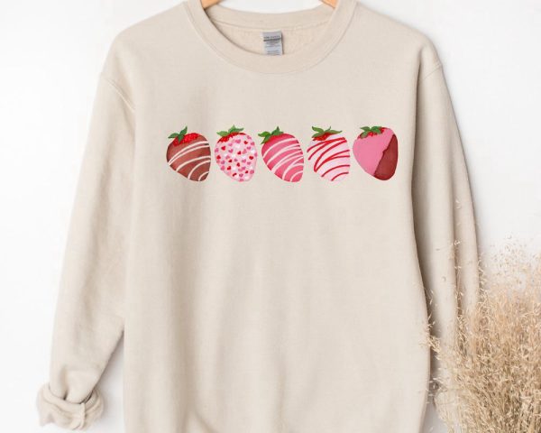 Valentines Day Sweatshirt, Chocolate Covered Strawberries Sweatshirt For Women