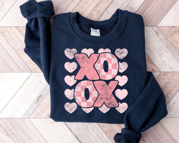 Valentines Day Sweatshirt, Xoxo Sweater, Retro Xoxo Sweatshirt, Pink Valentine For Women