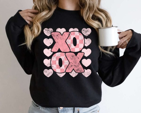Valentines Day Sweatshirt, Xoxo Sweater, Retro Xoxo Sweatshirt, Pink Valentine For Women