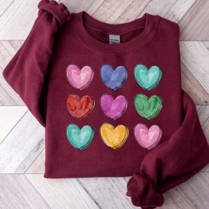 valentines watercolor hearts sweatshirt valentines day sweater gift for women 3.jpeg
