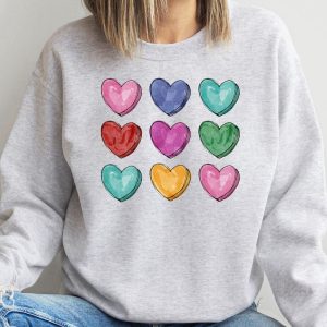 Valentines Watercolor Hearts Sweatshirt, Valentines Day…