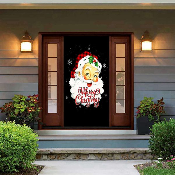 Vintage Santa Smiling Door Cover – Christmas Door Covers – Gift For Family