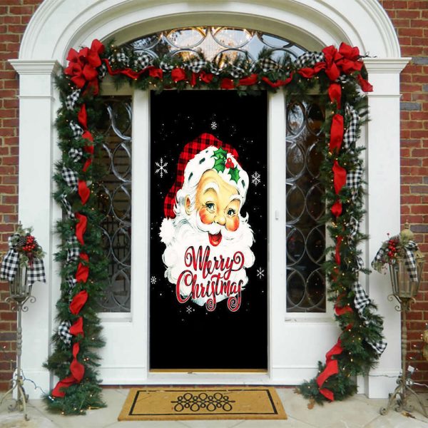 Vintage Santa Smiling Door Cover – Christmas Door Covers – Gift For Family