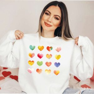 watercolor hearts valentine sweatshirt valentine graphic tee sweatshirt for women 5.jpeg