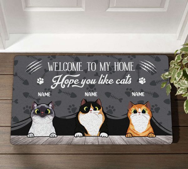 Welcome To My Home Hope You Like Cats Custom Cat Doormat, Gift For Dog Lovers