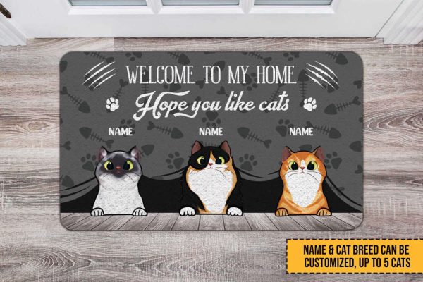 Welcome To My Home Hope You Like Cats Custom Cat Doormat, Gift For Dog Lovers