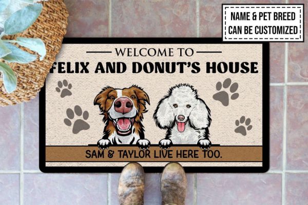 Welcome To Our Home Custom Dog And Cat Doormat Personalized Pet Doormat For Cat Lovers