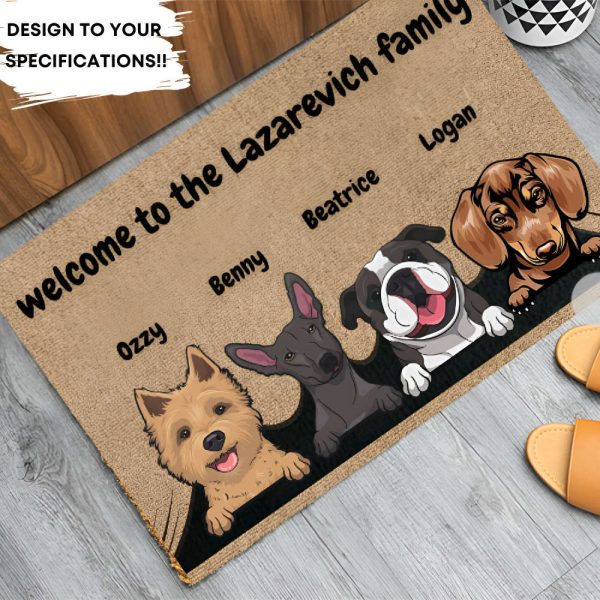 Welcome To Our Home – Personalized Doormat – Birthday Gift For Dog Cat Lovers