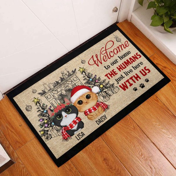 Welcome To Our Home Personalized Doormat, Santa Pet Doormat, Gift For Christmas