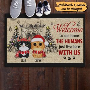 welcome to our home personalized doormat funny welcome mat winter decoration santa pet doormat winter mat christmas decoration.jpeg