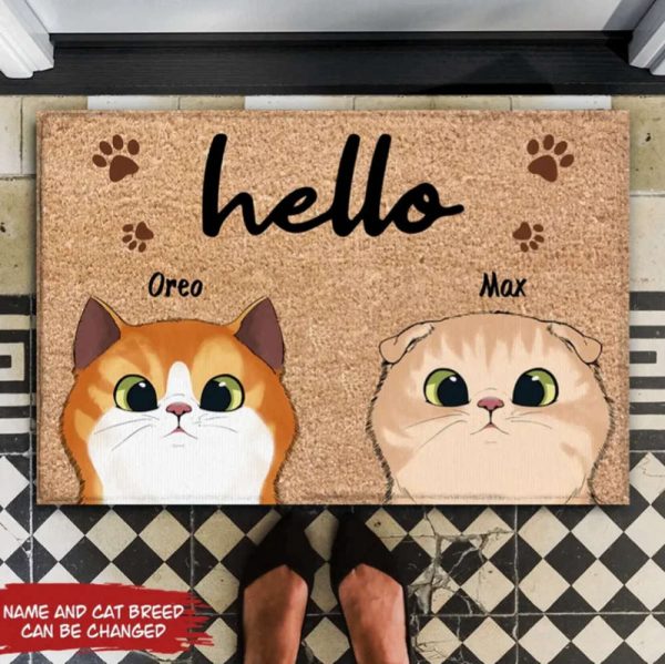 Welcome To Our House Cats Personalized Doormat, Cat Entrance Mat, For Cat Lovers