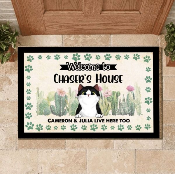 Welcome To Our House Cats Personalized Doormat- Xmas Welcome Mats – Gift For Dog Lovers
