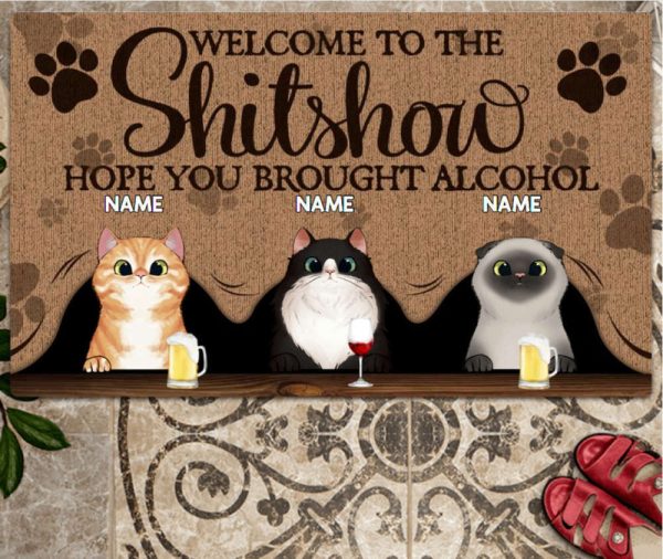 Welcome To The Shitshow Personalized Cat Doormat, Best Gift For Pet Lovers
