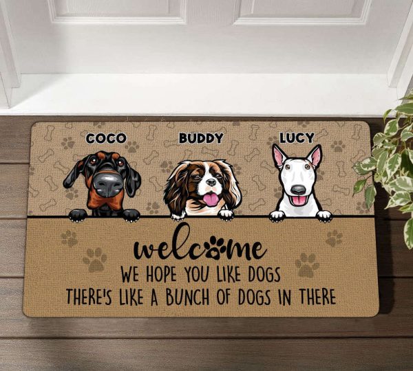 Welcome We Hope You Like Dogs There’s Like A Bunch Of Dogs In There Doormat For Dog Lover