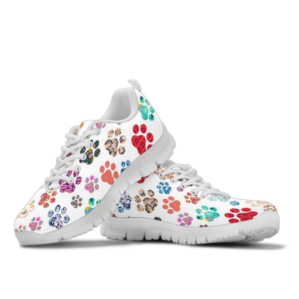 Women’s Paw Prints Kids White Sneakers, Mother’s Day  For Pet Lover