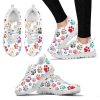 Women’s Paw Prints Kids White Sneakers, Mother’s Day  For Pet Lover
