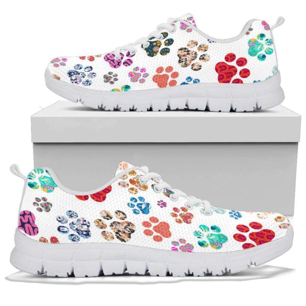 Women’s Paw Prints Kids White Sneakers, Mother’s Day  For Pet Lover