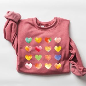 womens graphic hearts sweatshirt love valentine sweatshirt gift for lover 3.jpeg