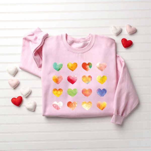 Womens Graphic Hearts Sweatshirt, Love Valentine Sweatshirt, Gift For Lover