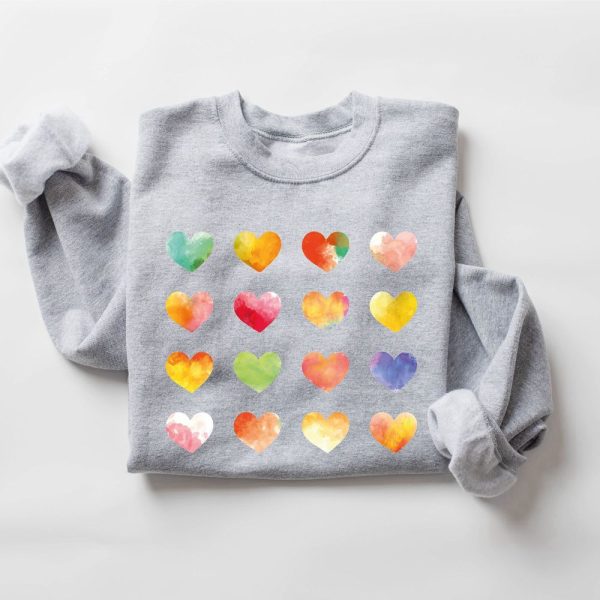 Womens Graphic Hearts Sweatshirt, Love Valentine Sweatshirt, Gift For Lover