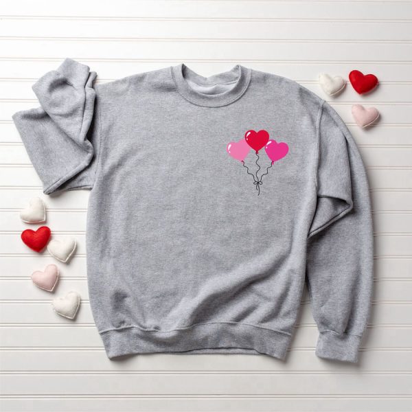 Womens Valentines Day Sweatshirt, Heart Balloons Sweatshirt, Sweatshirt  For Women