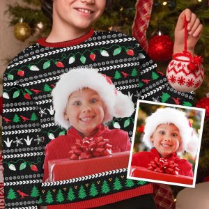 xmas dinosaur personalized photo kid s ugly sweater for men and women.jpeg