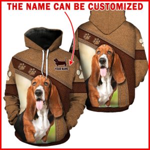 Basset Hound Dog Full Hoodie Leather…