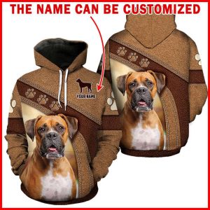 Boxer Dog Full Hoodie Leather Pattern…