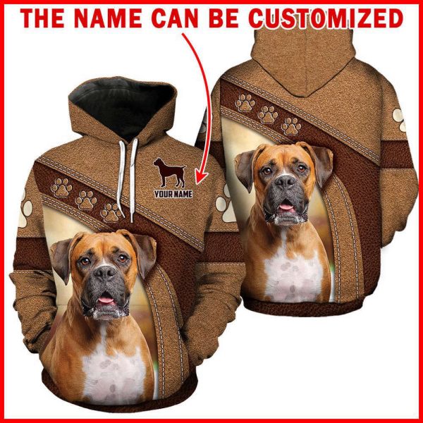 Boxer Dog Full Hoodie Leather Pattern Full Hoodie, Personalized Custom For Men Women
