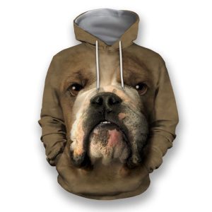 Bulldog Face Hoodie 3D All Over…