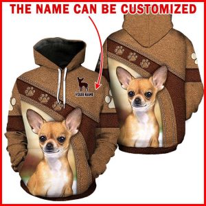 Chihuahua Dog Full Hoodie Leather Pattern Full Hoodie, Personalized Custom, For Men And Women