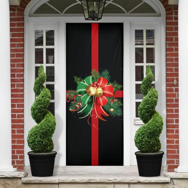 Christmas Decor Gift Background Black Door Cover, Gift For Christmas